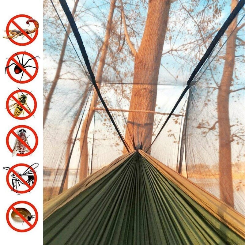 3-in-1 Wild Camping Hammock Set with Hammock, Mosquito Net and Rain Fly Tarp