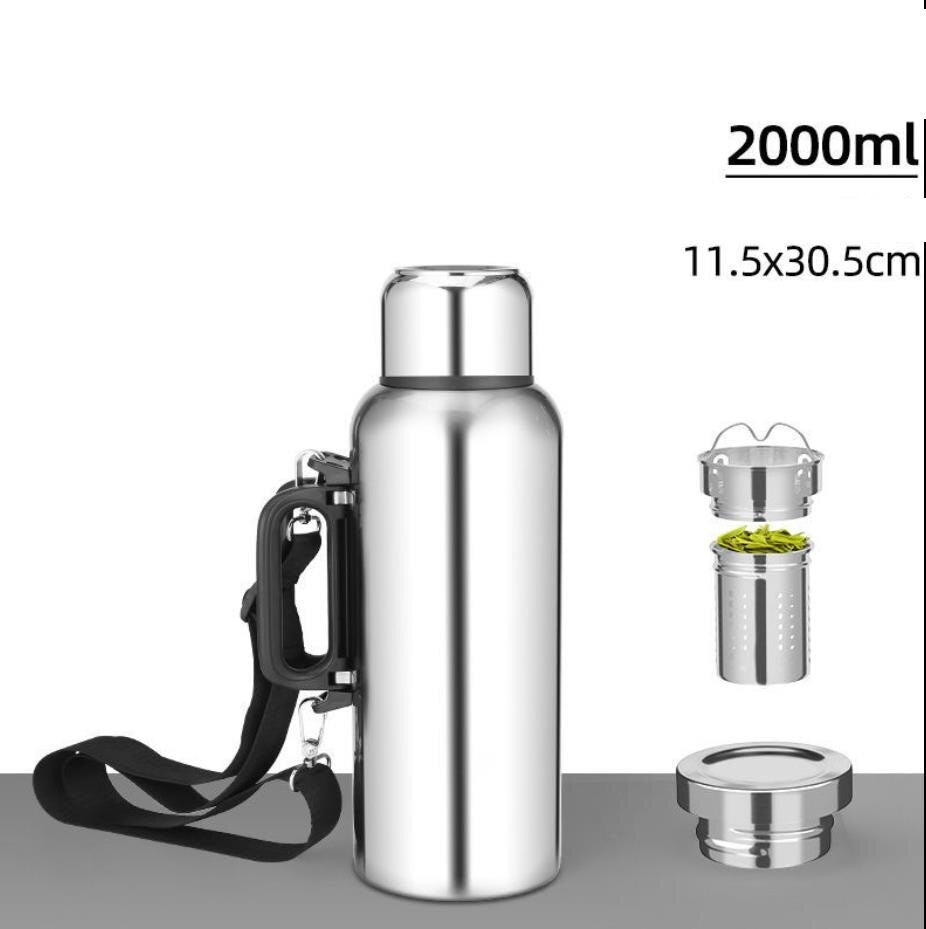 Large Capacity 2/3L Insulated Stainless Steel Thermos Flask With Lid Cup for Camping, Outdoor Travel and Hiking