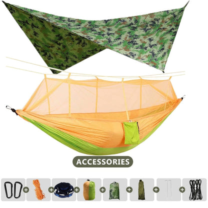 Large Camping Hammock 260x140cm With Mosquito Net And Canopy Lightweight Parachute Nylon Hammocks for Camping Hiking