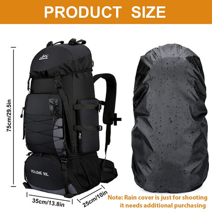 Large Capacity 80-90L Backpack For Trekking Hiking Camping Unisex Versatile Travel Rucksack