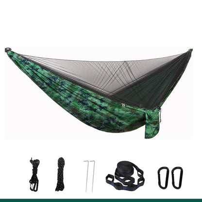 Lightweight 290x140cm Hammock With Mosquito Net - Quick Set Up With 2 Tree Straps 