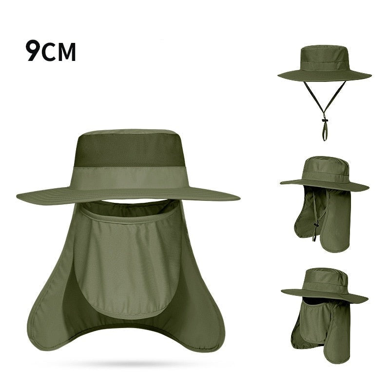 Wider Brim Safari Hat Increased Sun Protection Boonie Hat For Hiking Fishing Camping Backpacking Anti-UV Outdoor Headgear