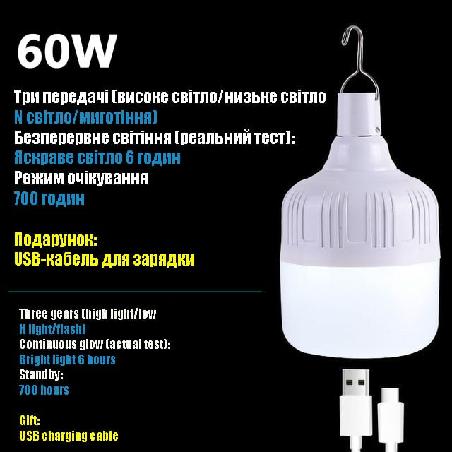 Portable Camping Lights Rechargeable Lamp - Bright, Durable and Versatile - Lantern, Flashlight and Emergency Bulb in One