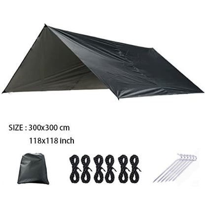 Lightweight Waterproof 3x3m Hammock Tarp Portable Rain Shelter Shade Sail For Camping Hiking & Backpacking