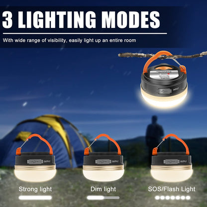 Portable 10W LED Camping Lantern with USB Rechargeable Battery and 3 Lighting Modes for Travel, Hiking and Emergency