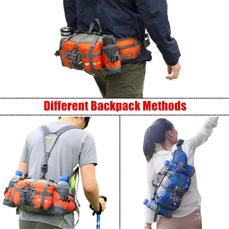 Multi-Compartment Outdoor Hiking Waist Bag For Hiking Cycling Water Bottle Travel Bag