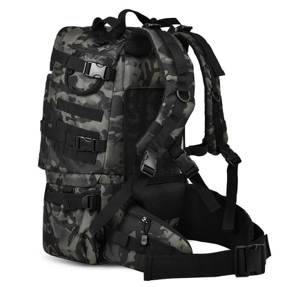 Large Capacity 50L Khaki Camouflage Molle Tactical Backpack With Air Cushion Belt for Travel, Hiking, and Camping