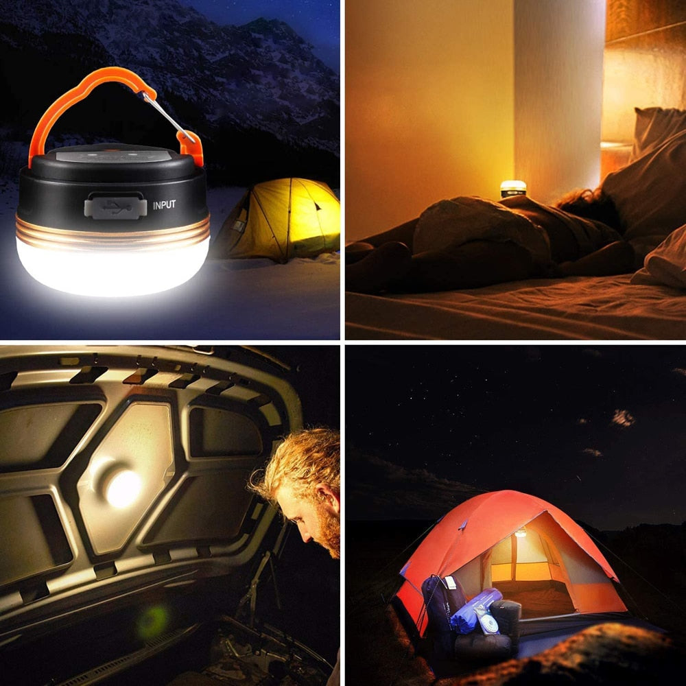 Portable 10W LED Camping Lantern with USB Rechargeable Battery and 3 Lighting Modes for Travel, Hiking and Emergency