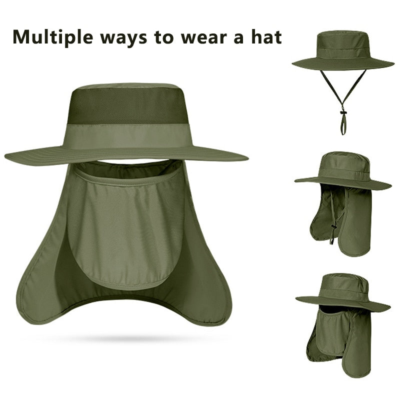 Wider Brim Safari Hat Increased Sun Protection Boonie Hat For Hiking Fishing Camping Backpacking Anti-UV Outdoor Headgear