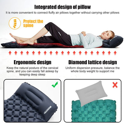 Ultralight Inflatable Mattress Air Mat Camping Sleeping Pad With Pillows Built In Inflator Pump