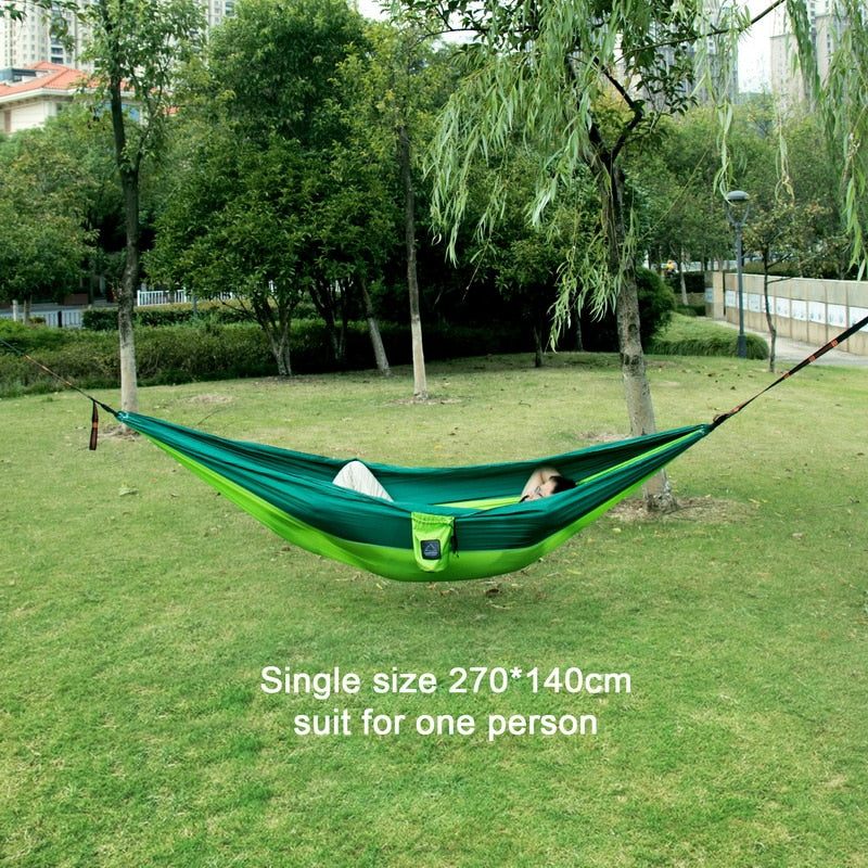 210T Parachute Nylon Portable Hammock For Camping Hiking Garden Outdoor Sleeping Single Double Size Hammock