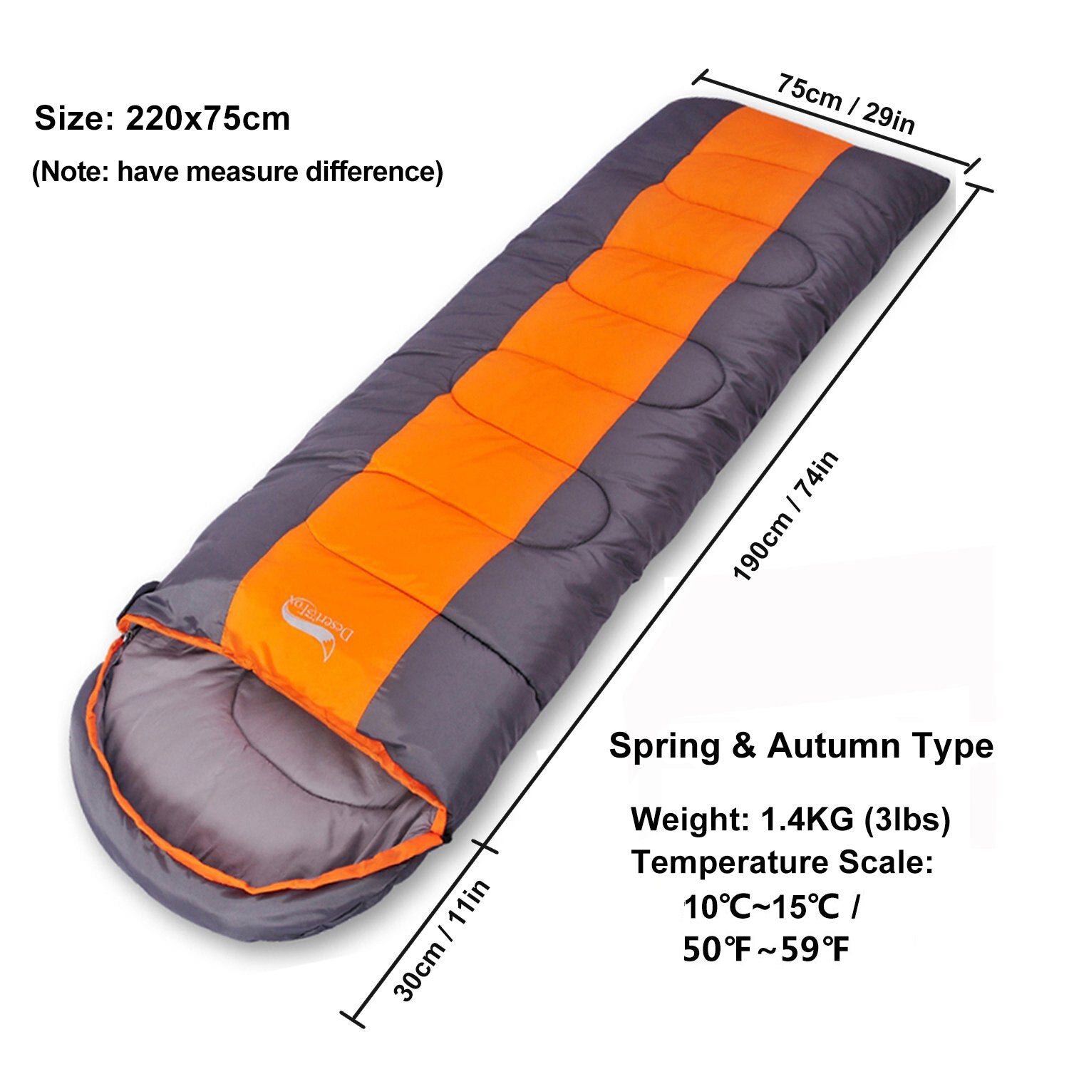 Ultralight Compact Folding Sleeping Bag Portable 3 Season (15℃~5℃) Backpacking Sleeping Bag For Spring, Autumn & Summer - Available in 2 Widths