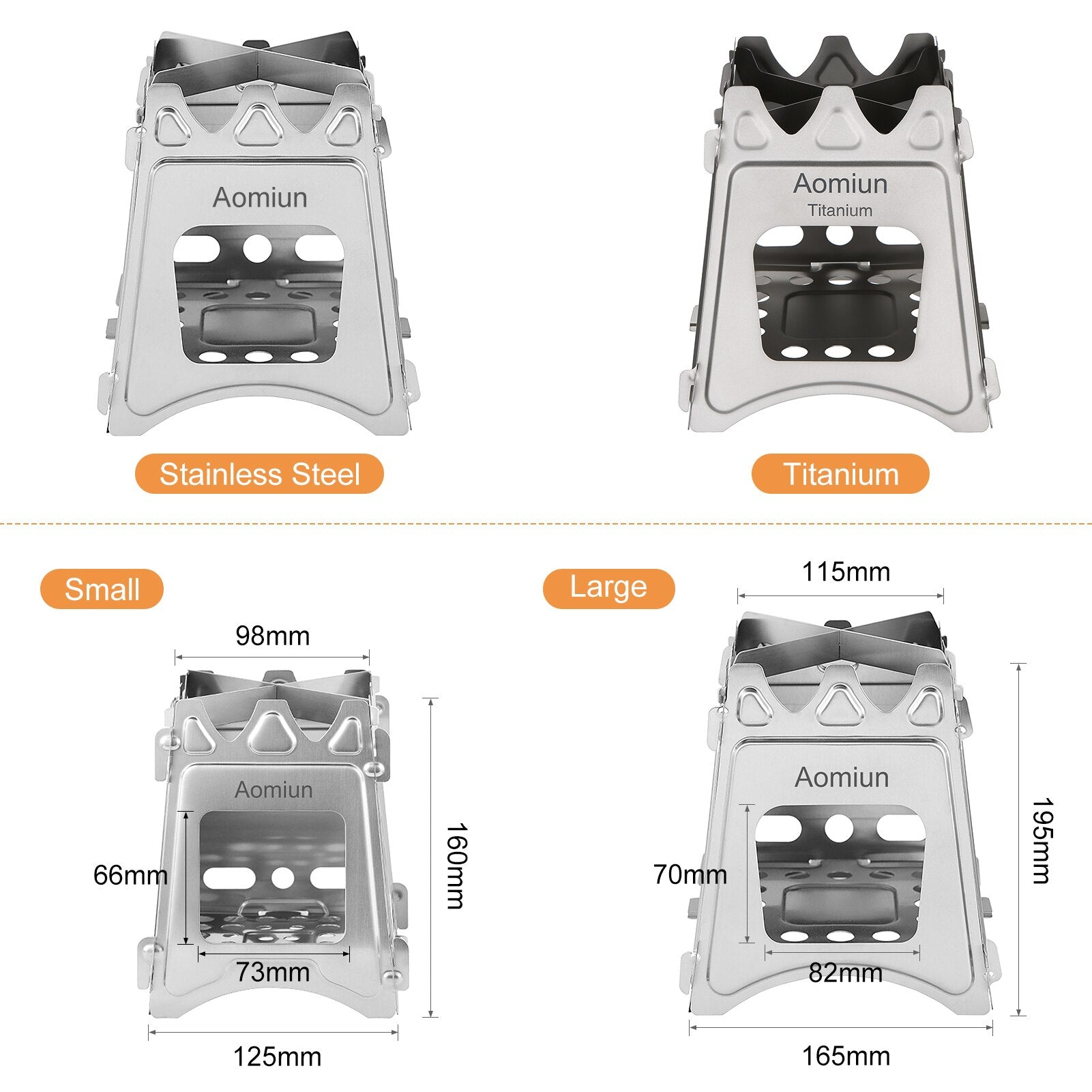 Folding Portable Wood Stove For Camping Travel Natural Fuel Cooking Wood Burner for Solo Camping Backpacking Survival Equipment