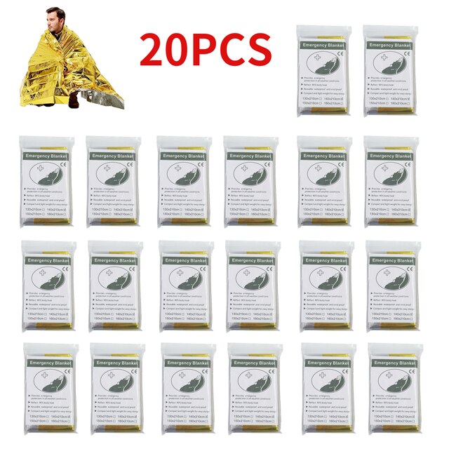 Gold/Silver Survival Blanket Emergency Waterproof Thermal Blanket Foil Sheet For First Aid Rescue 130x210cm 5-30Pcs