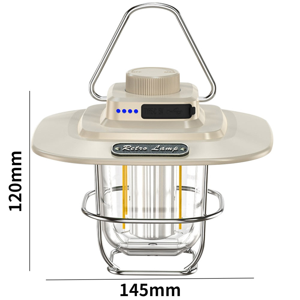 LED Camping Lamp Retro Hanging Tent Lamp Waterproof Dimmable Camping Lights 4500mAh Battery Emergency Light Lantern for Outdoor