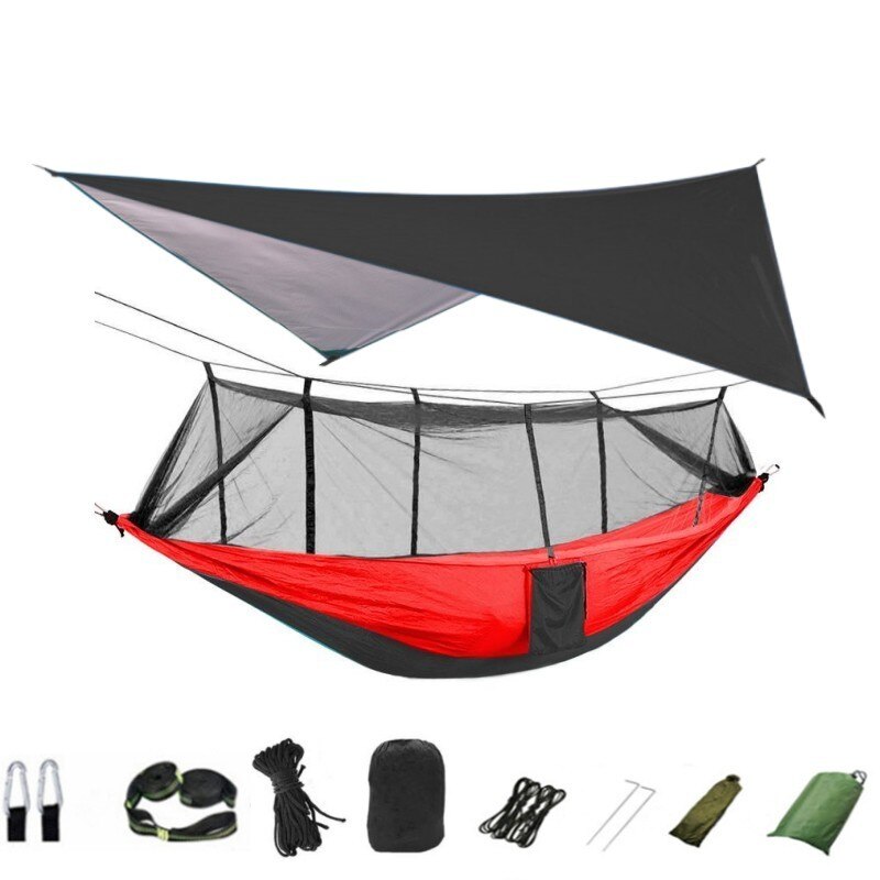 3-in-1 Wild Camping Hammock Set with Hammock, Mosquito Net and Rain Fly Tarp