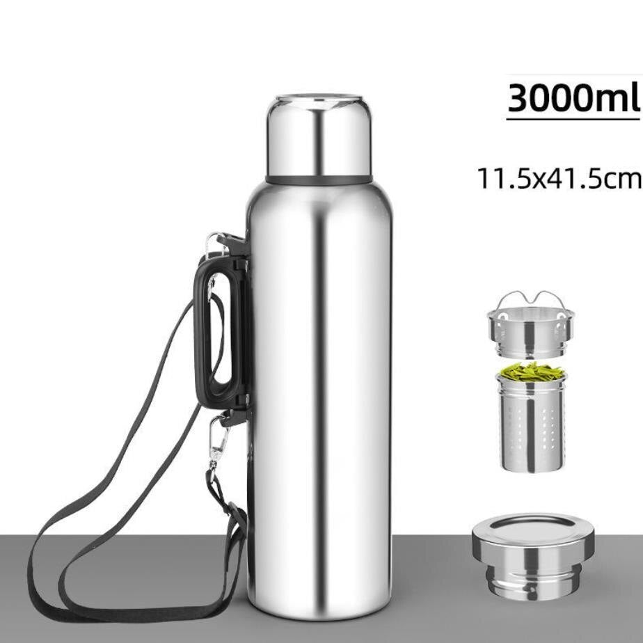 Large Capacity 2/3L Insulated Stainless Steel Thermos Flask With Lid Cup for Camping, Outdoor Travel and Hiking