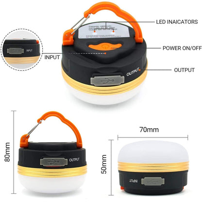 Portable 10W LED Camping Lantern with USB Rechargeable Battery and 3 Lighting Modes for Travel, Hiking and Emergency