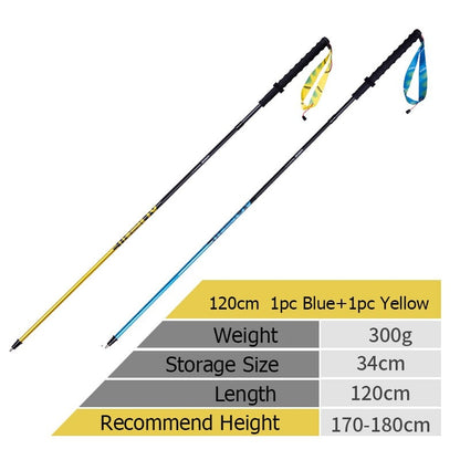 Ultralight Nordic Walking Poles Carbon Fiber Trekking Poles For Hiking, Backpacking - Straight Pole Walking Sticks 110cm/120cm