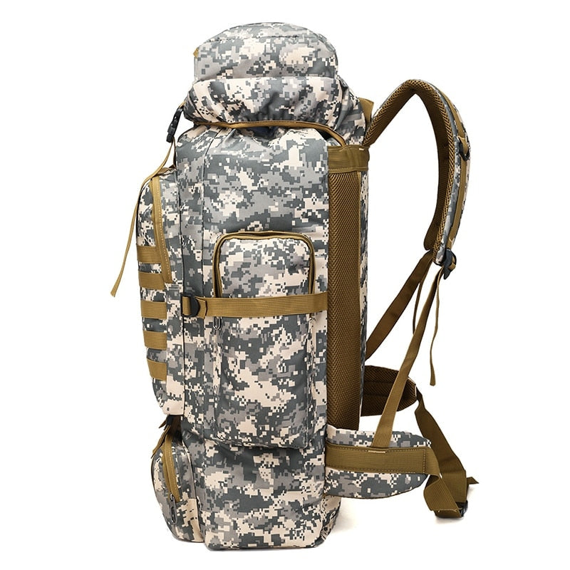 Large Capacity 55-60L Camo Backpack Waterproof Backpack Trekking Hiking Travel Rucksack