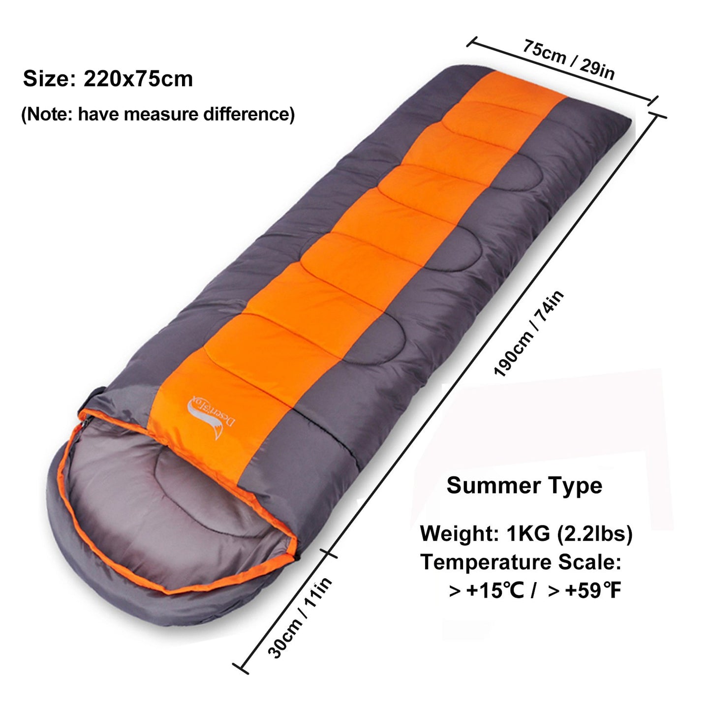 Ultralight Compact Folding Sleeping Bag Portable 3 Season (15℃~5℃) Backpacking Sleeping Bag For Spring, Autumn & Summer - Available in 2 Widths