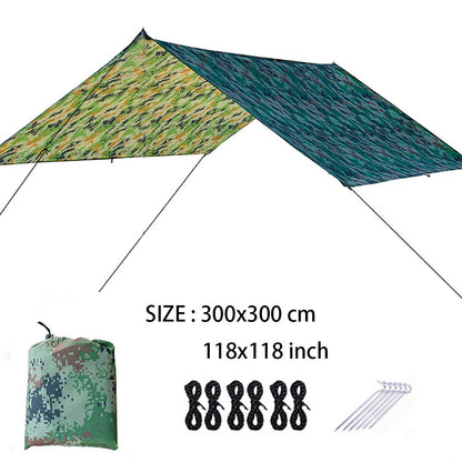 Lightweight Waterproof 3x3m Hammock Tarp Portable Rain Shelter Shade Sail For Camping Hiking & Backpacking