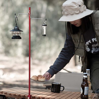 Lightweight Portable Camping Lantern Hanging Bracket Table Mounted Clamp With Collapsible Rod - Ideal For Hanging Camping Lights Above The Cooking Table