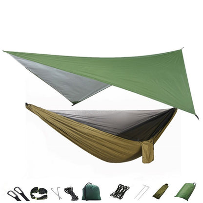 Lightweight Portable Travel Hammock With Mosquito Net + Canopy Awning 210T Nylon For Camping Hiking Backpacking