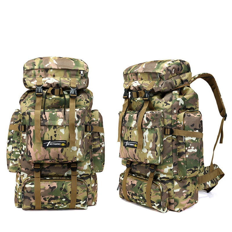 Large Capacity 70L Military Tactical Camo Backpack with and Molle System for Hiking and Travel