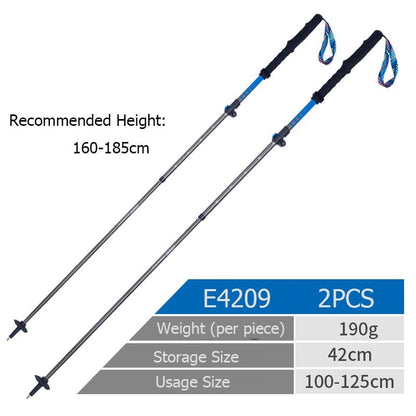 Lightweight Folding Carbon Fiber Trekking Pole For Hiking, Backpacking, Mountaineering Walking Stick - Small & Large Sizes