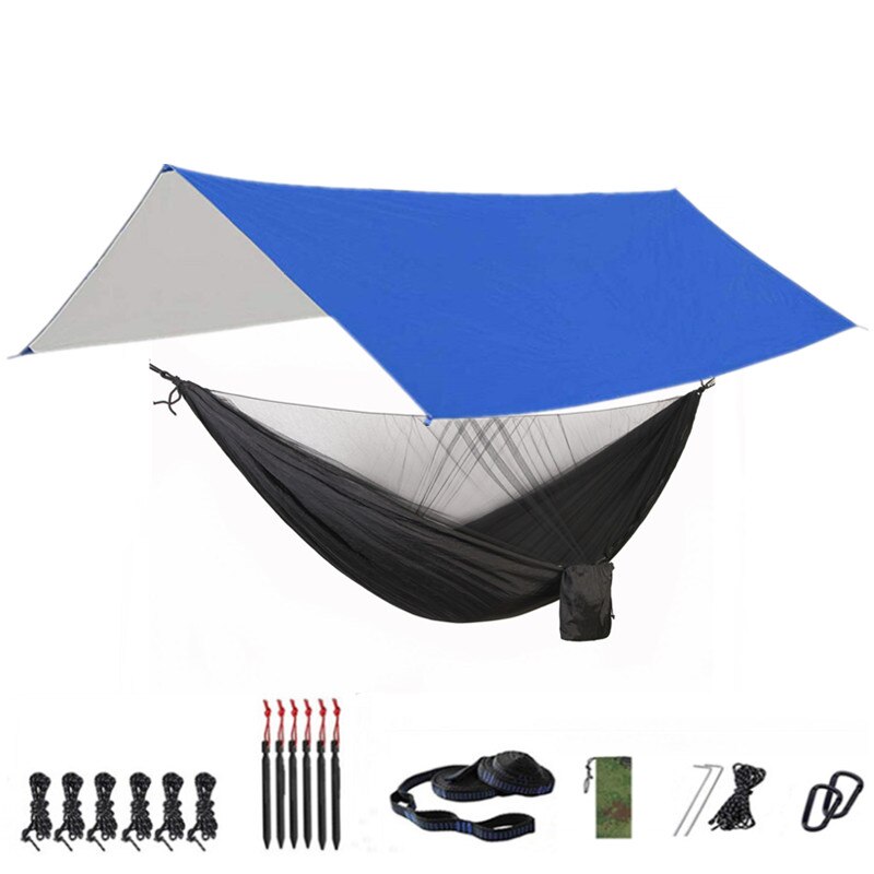 Camping Hammock with Mosquito Net and Rainfly Tarp - 300X300cm Portable Waterproof UV Protection Canopy Hammock