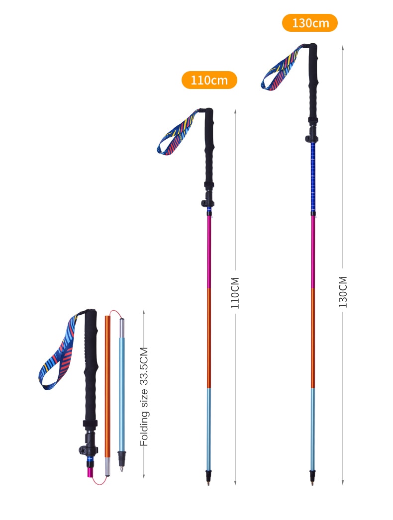 Unisex Ultralight Adjustable Height Trekking Poles For Hiking, Backpacking, Trail Running Light Weight Aluminum Hiking Poles