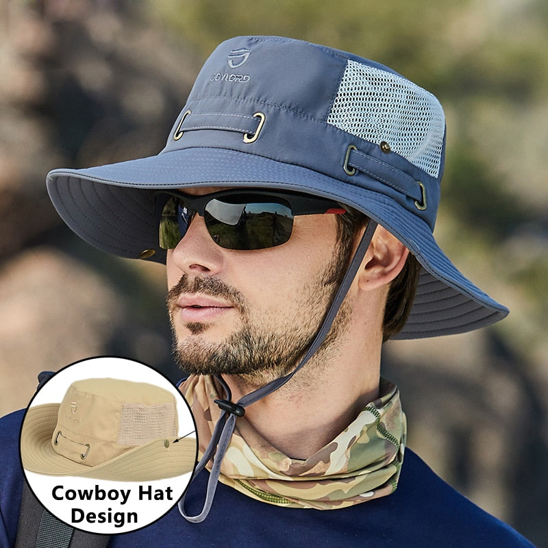 Men's Lightweight Boonie Hat For Camping Hiking Angling Backpacking Headgear Breathable Mesh Unisex Wide Brim Bucket Hat 