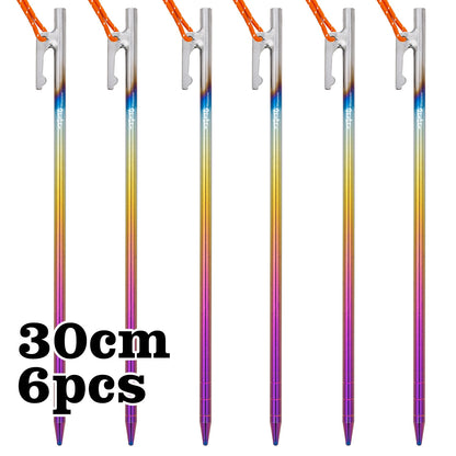 Ultralight Titanium Alloy Gradient Tent Pegs For Camping, Awnings, Premium Tarp Stakes For Hard Ground  20-40 cm