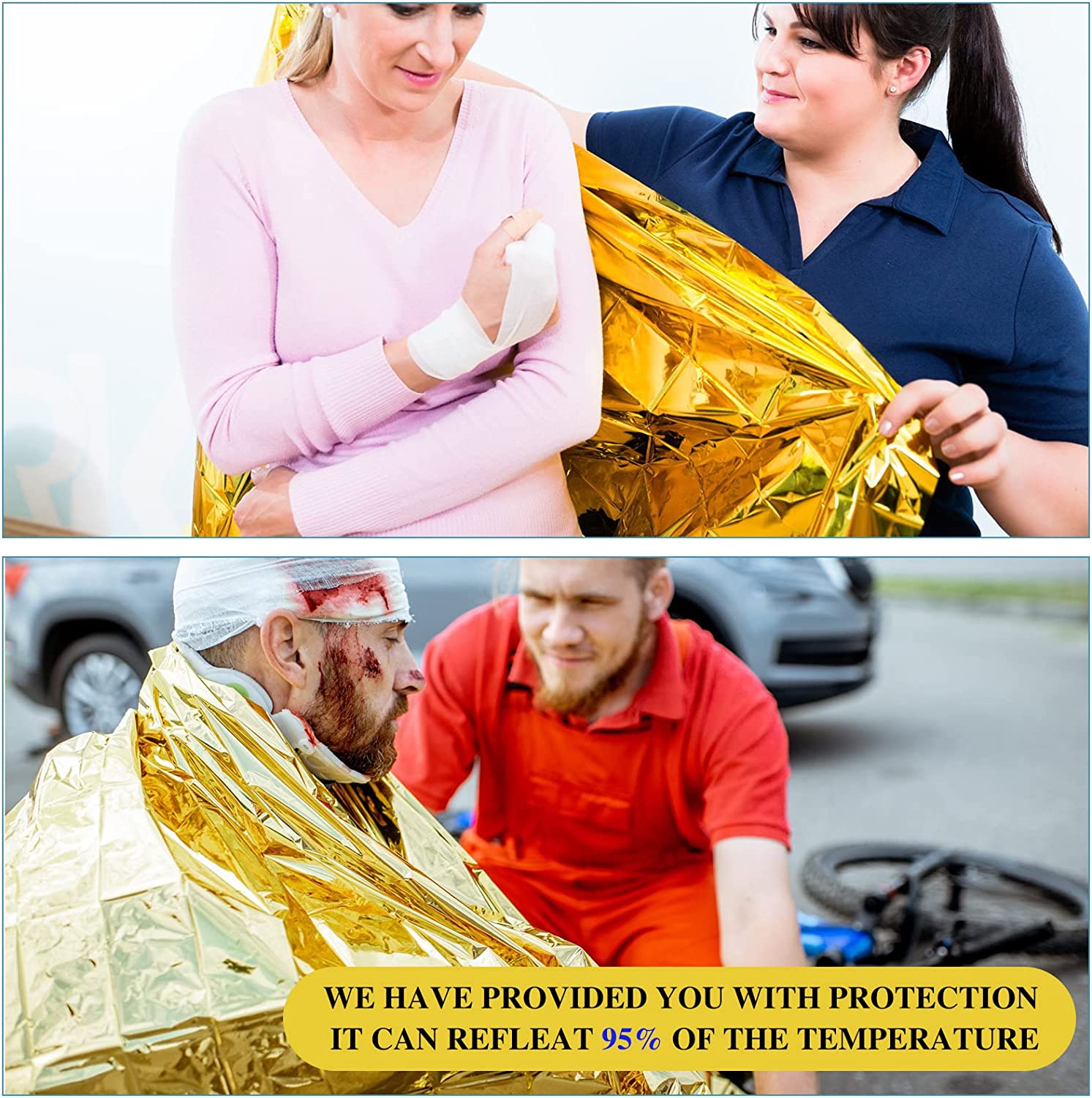 Gold/Silver Survival Blanket Emergency Waterproof Thermal Blanket Foil Sheet For First Aid Rescue 130x210cm 5-30Pcs