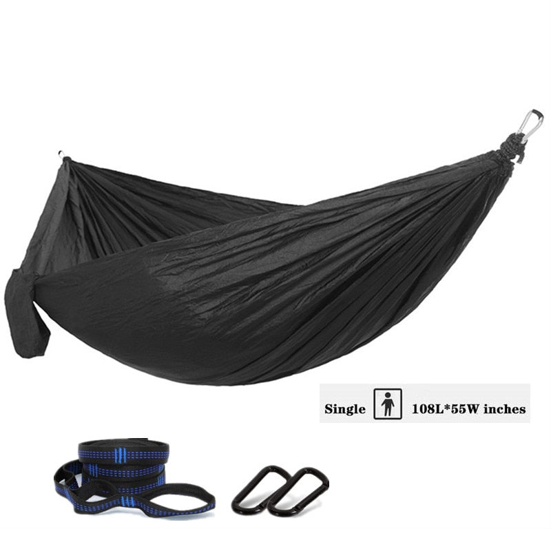 Lightweight 106"x 55" Portable Travel Hammock For Camping Hiking - Parachute Nylon with Tree Straps Carabiners