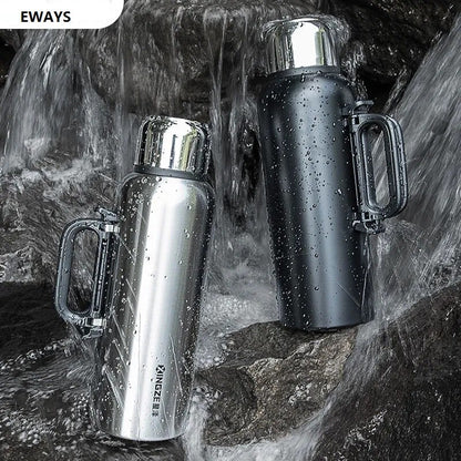 Large Capacity 2/3L Insulated Stainless Steel Thermos Flask With Lid Cup for Camping, Outdoor Travel and Hiking