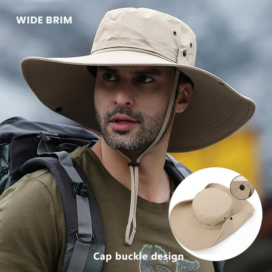 Wider Brim Safari Hat Increased Sun Protection Boonie Hat For Hiking Fishing Camping Backpacking Anti-UV Outdoor Headgear