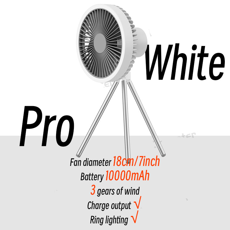 Camping Fan Rechargeable Desktop Portable Fan Fan Wireless Power Bank With LED Lighting