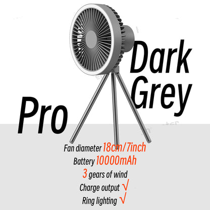 Camping Fan Rechargeable Desktop Portable Fan Fan Wireless Power Bank With LED Lighting