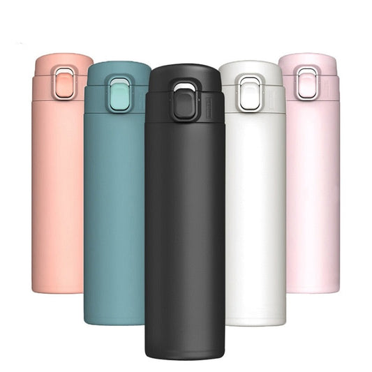 Portable and Leakproof Stainless Steel Thermos Flask with Flip Button Lid for Travel, Work, and Sports