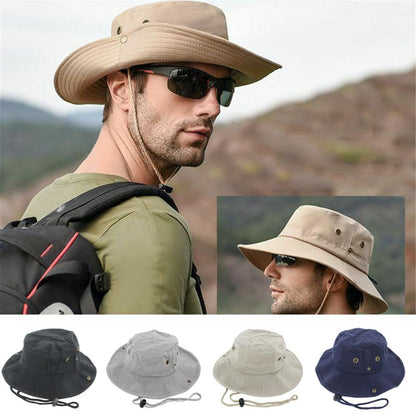 Outdoor Safari Hat Wide Brimmed Lightweight Unisex Summer Boonie Hat Anti-UV Sunshade Headwear For Hiking Backpacking 3 Season Travel Gear