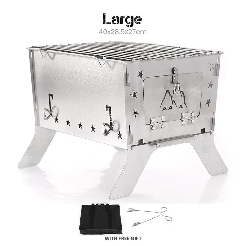 Portable Folding Wood Stove Burner Fire Pit For Camping Outdoor Campfire Modular Design Brazier Travel BBQ Grill Stove