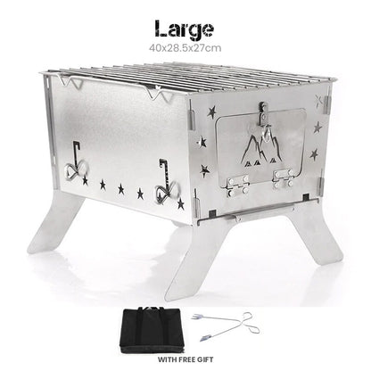 Portable Folding Wood Stove Burner Fire Pit For Camping Outdoor Campfire Modular Design Brazier Travel BBQ Grill Stove