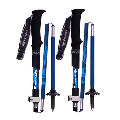 Set of 2 Trekking Poles Ultra Light Carbon Fiber & Aluminum Foldable Hiking Poles Collapsible 5 Sections, Rubber Grip Handle