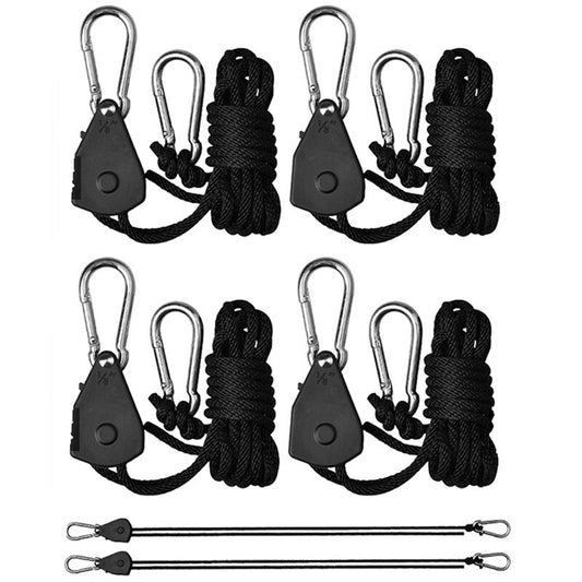 4pcs Adjustable 8inch Lanyard Pulley Ropes For Camping Awning Tent Hanging Lights Fans etc