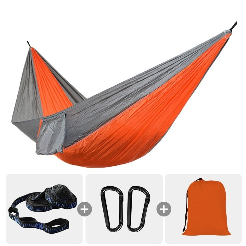 Survival Camping Hammock 220x100cm For Camping Hunting Outdoor Survival Portable For Single Person - With Ropes & Carabiners 