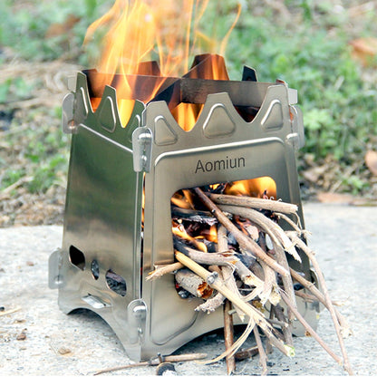 Folding Portable Wood Stove For Camping Travel Natural Fuel Cooking Wood Burner for Solo Camping Backpacking Survival Equipment