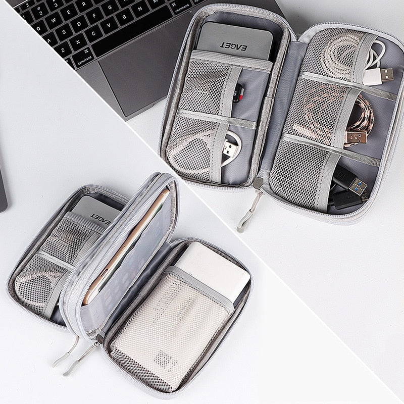 Portable Digital Gadget Travel Storage Bag Multi-Pocket Phone Pouch Organizer For Cable Earphones Power Banks etc