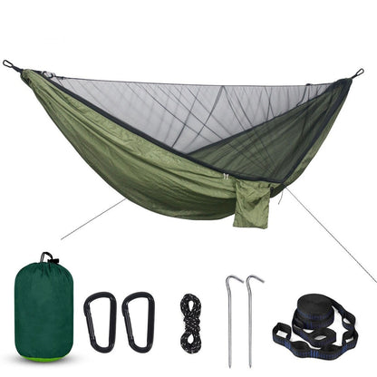 Lightweight 290x140cm Hammock With Mosquito Net - Quick Set Up With 2 Tree Straps 